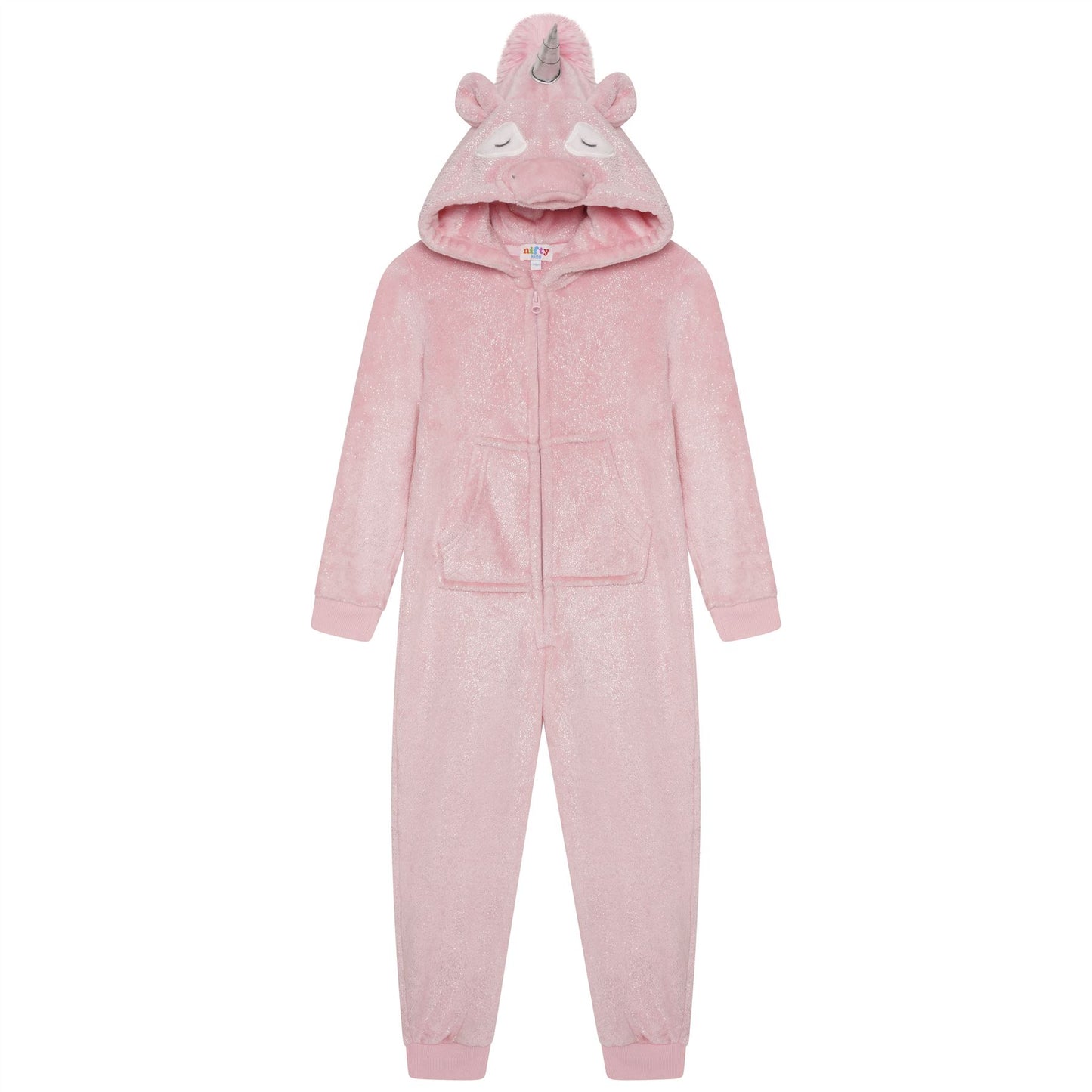 Nifty Kids Sparkle Unicorn Fleece Onesie - Pink