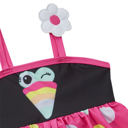 Girls Novelty Toucan Swimsuit - Black/Pink