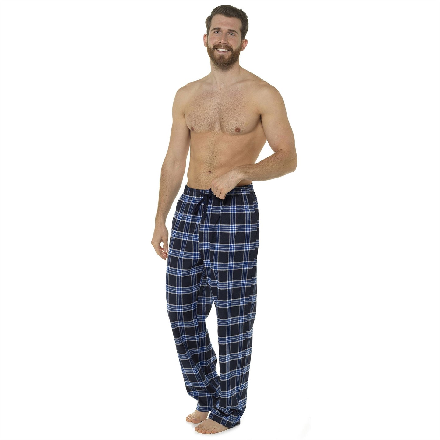 Foxbury Mens Woven Check Polycotton Lounge Pants - Grey