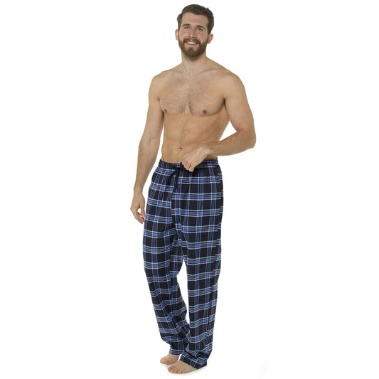Foxbury Mens Woven Check Polycotton Lounge Pants - Grey