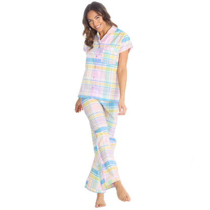 Forever Dreaming Womens Yarn Dyed Woven Check Pyjamas - Pink