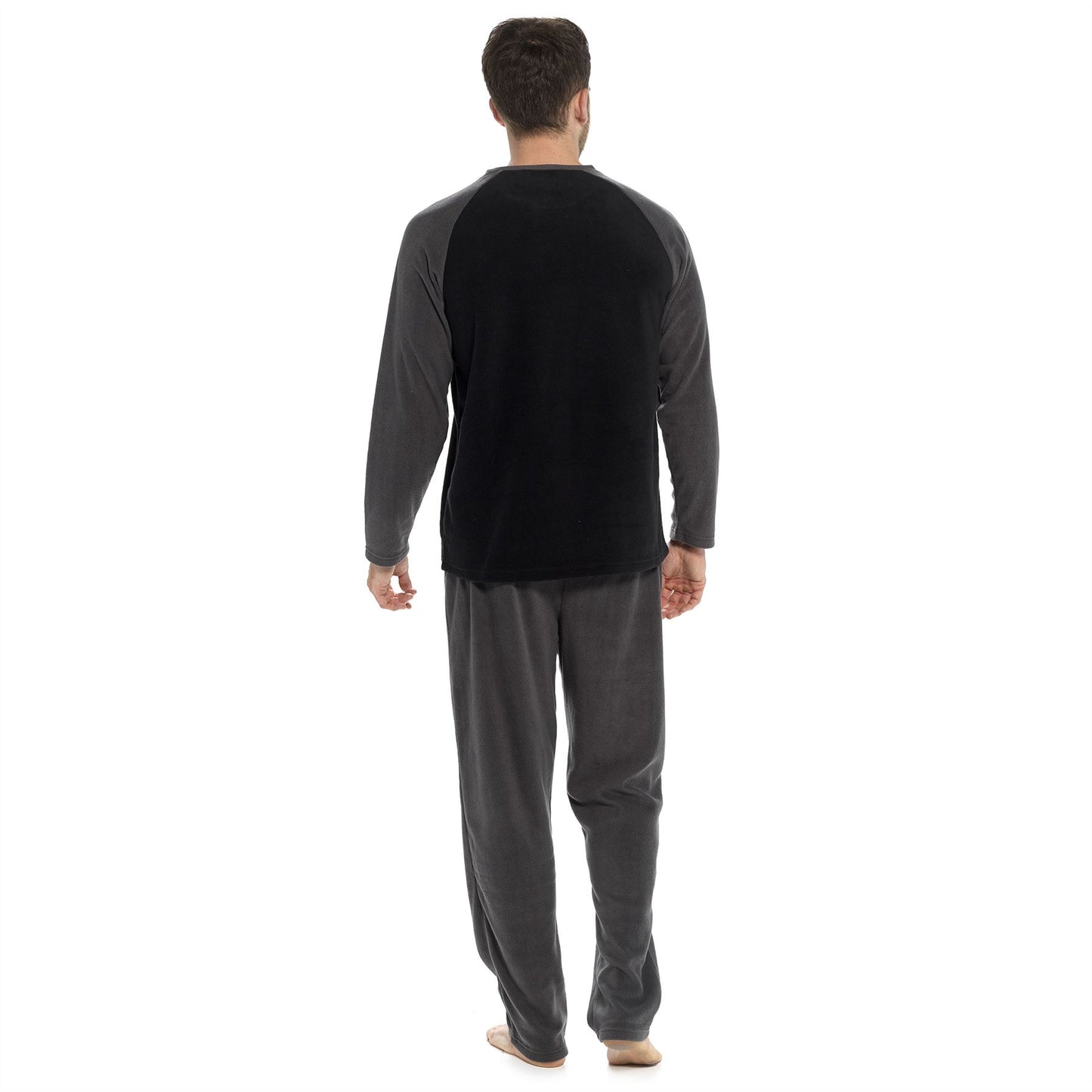 Foxbury Mens Raglan Sleeve Fleece Pyjamas - Grey