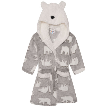 Nifty Kids Polar Bear Fleece Robe - Grey/White