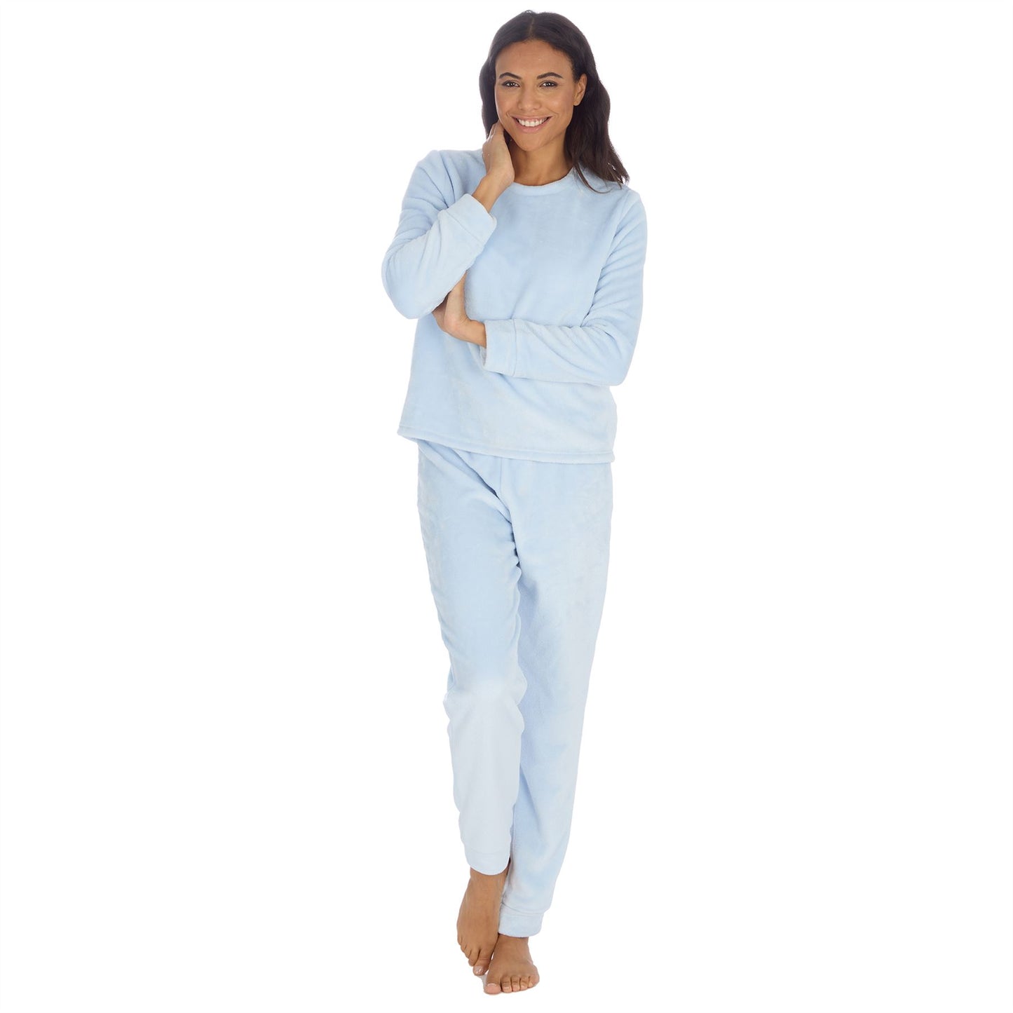 Forever Dreaming Womens Plush Fleece Pyjama Set - Ice Blue