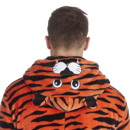 Onezee Tiger Print Flannel Fleece Onesie - Orange