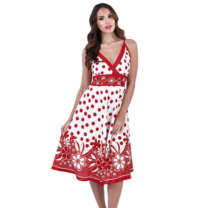 Pistachio Polka Dot Crossover Dress - Red