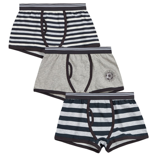 4Kidz Boys Boxer Shorts (3 Pack) - Football/Stripe (2-6 Years)
