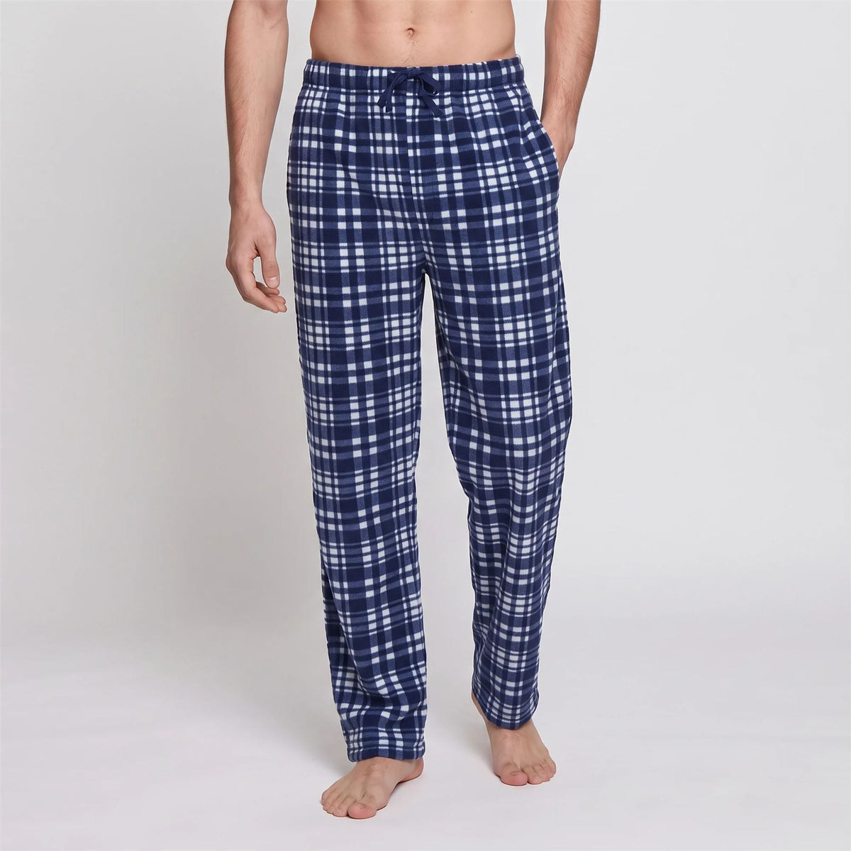 Gaubert Mens Check Fleece Lounge Pants (2 Pack) - Black/Blue Gaubert