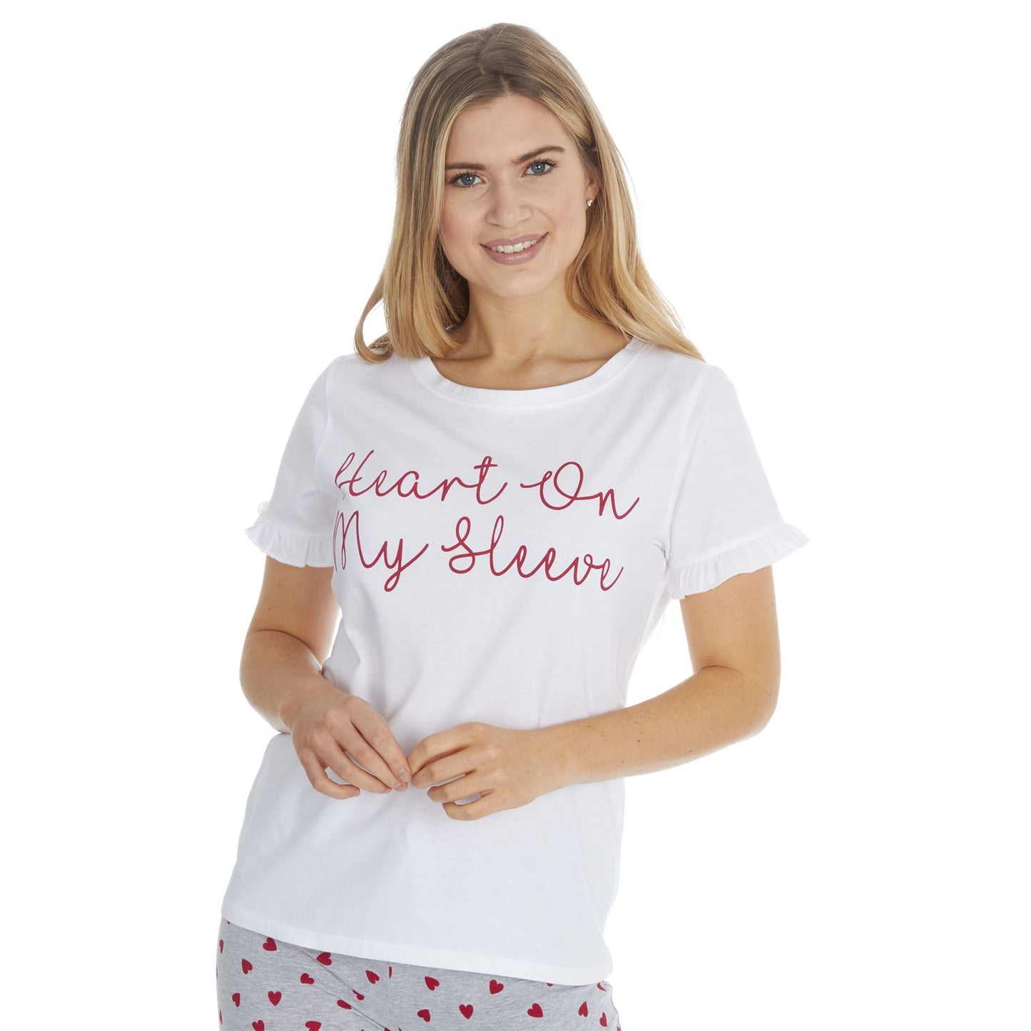 Forever Dreaming Womens 'Heart On My Sleeve' Pyjama Set - White