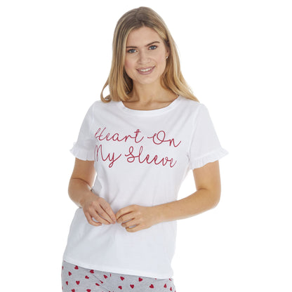 Forever Dreaming Womens 'Heart On My Sleeve' Pyjama Set - White