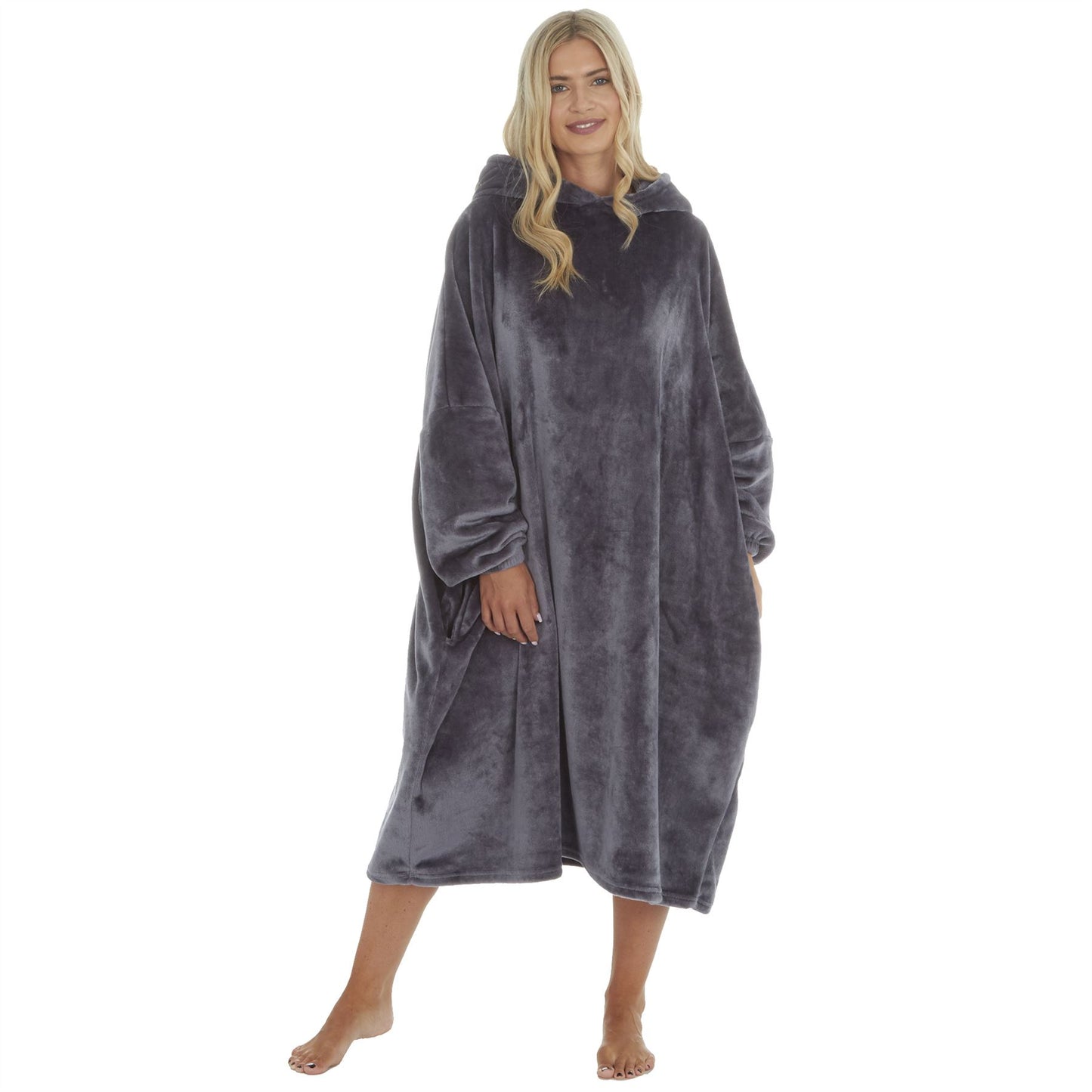 Forever Dreaming Womens Luxury Shimmer Fleece Hoodie - Charcoal