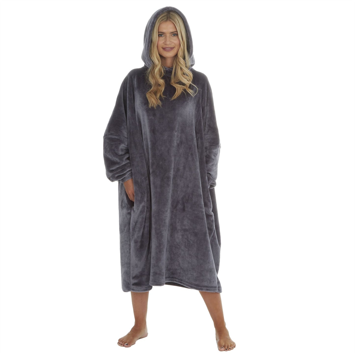 Forever Dreaming Womens Luxury Shimmer Fleece Hoodie - Charcoal