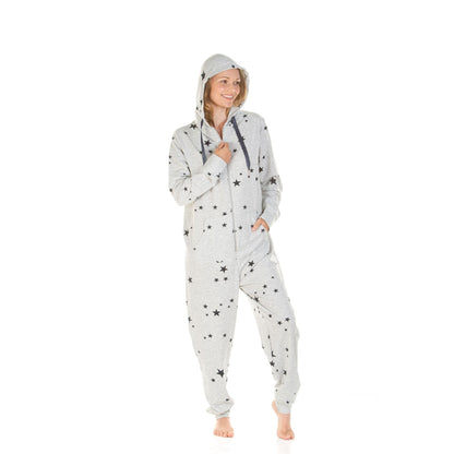 La Marquise Womens Starry Days Jogger Style Onesie - Grey