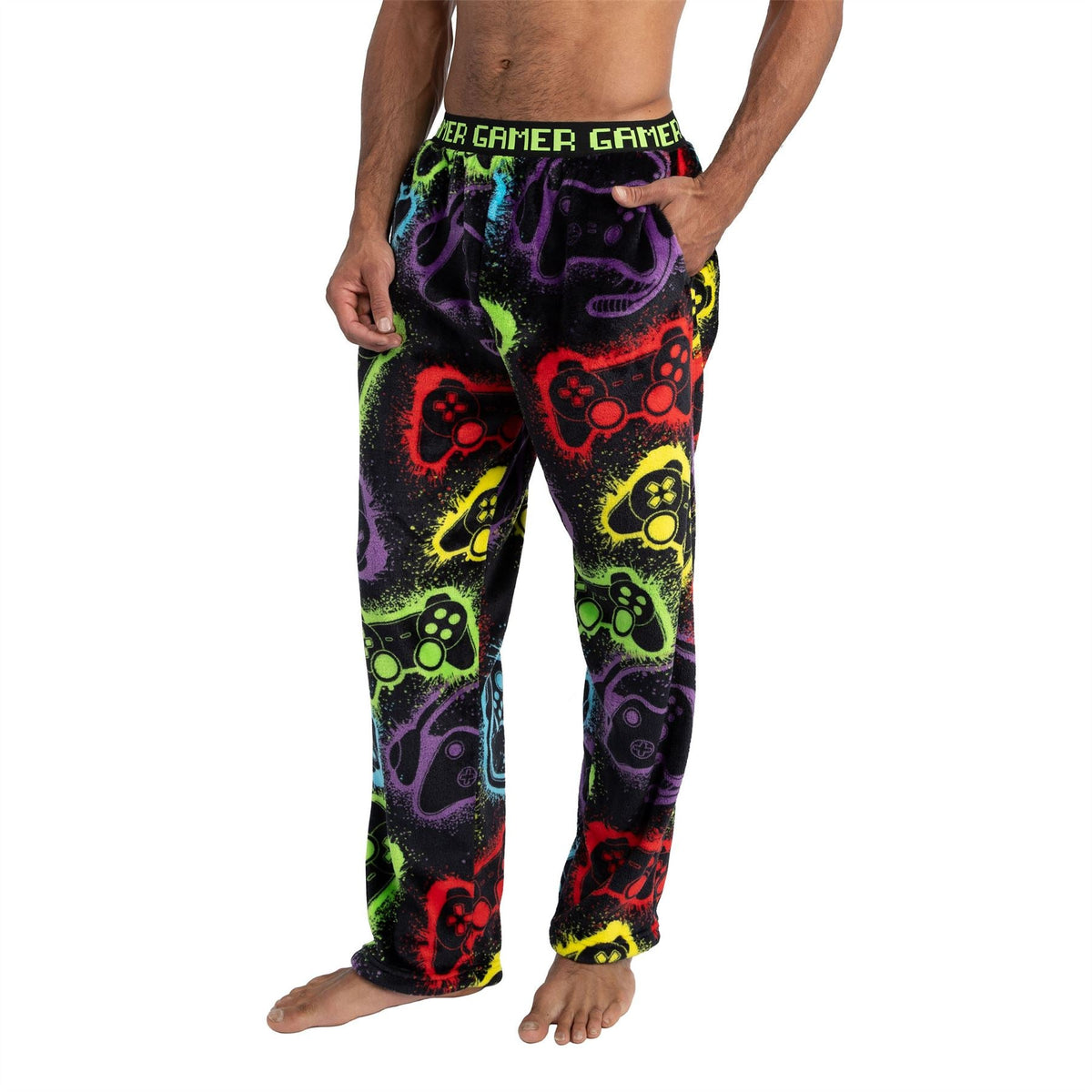 Cargo Bay Mens 'Gamer' Fleece Lounge Pants - Black Cargo Bay