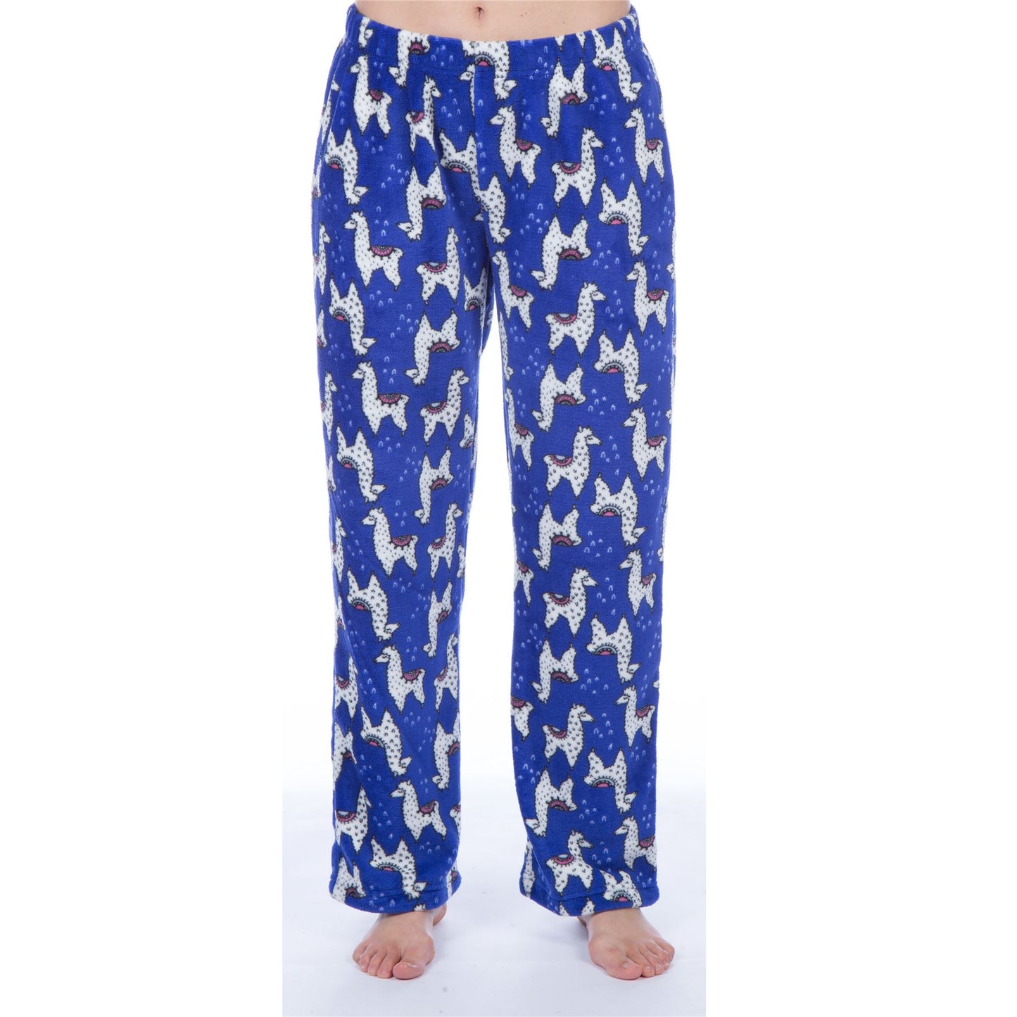 Selena Girl Llama Print Fleece Lounge Pants - Blue