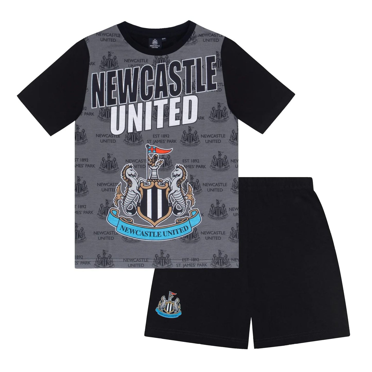 Kids Newcastle United Short Pyjamas - Grey