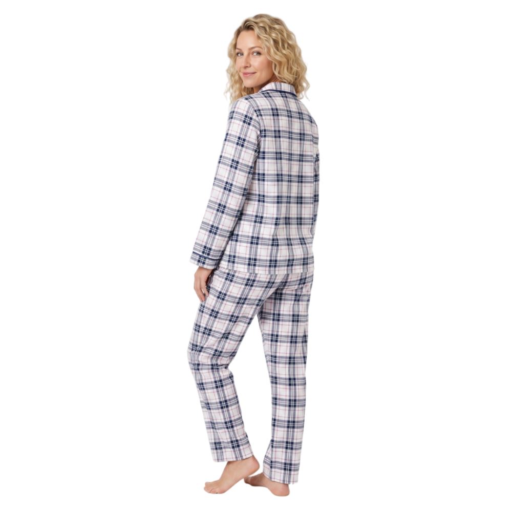 Indigo Sky Womens Check Winceyette Pyjamas - Navy Indigo Sky
