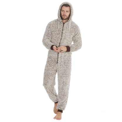 Cargo Bay Mens Frosted Sherpa Fleece Onesie - Camel