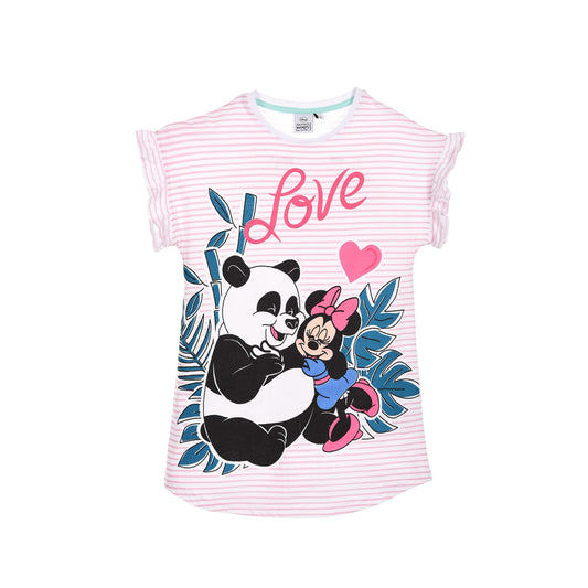 Girls Minnie Mouse 'Love' Stripe Nightdress - Pink