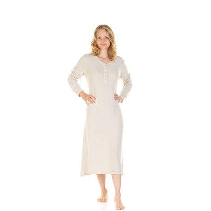 La Marquise Womens Lush Lounge Long Sleeve Nightdress - Beige