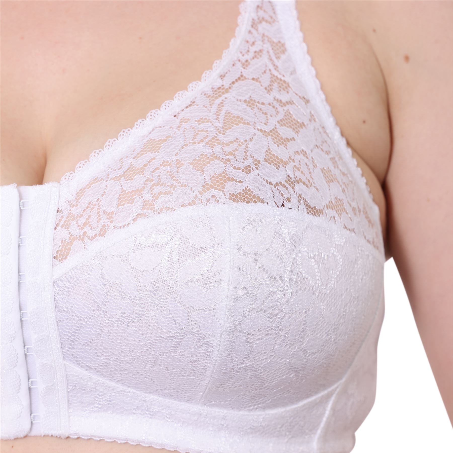 Gemm Front Fastening Racer Back Lace Bra - White Gemm