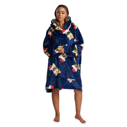 Loungeable Womens Christmas Frenchie Luxury Fleece Snuggle Hoodie