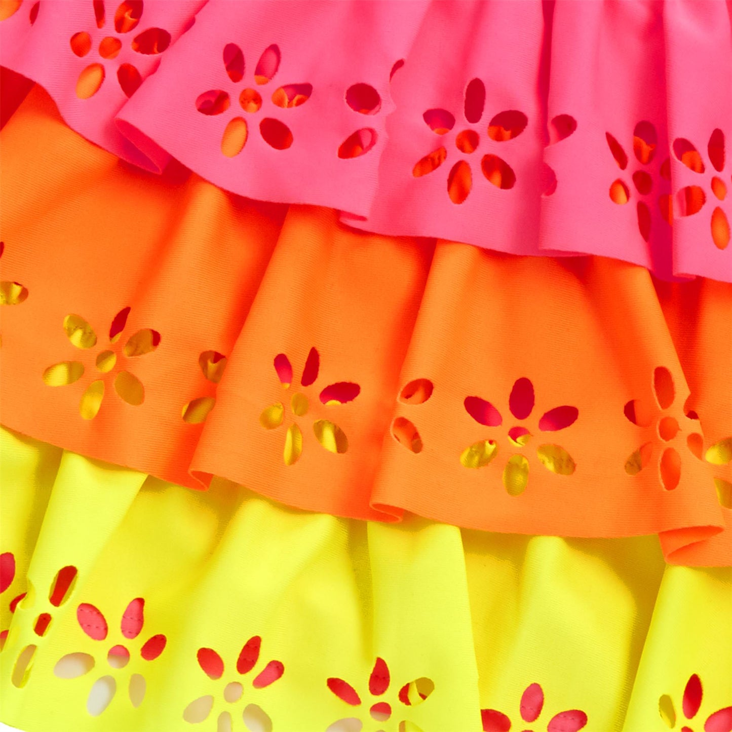 Red Melon Girls Laser Cut Floral Bikini Set - Pink