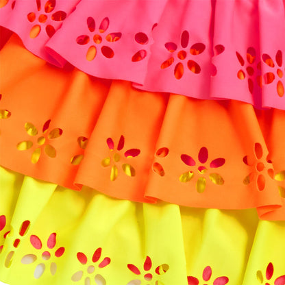 Red Melon Girls Laser Cut Floral Bikini Set - Pink