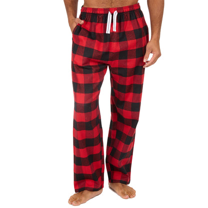 Cargo Bay Mens Check Flannel Lounge Pants - Red/Black