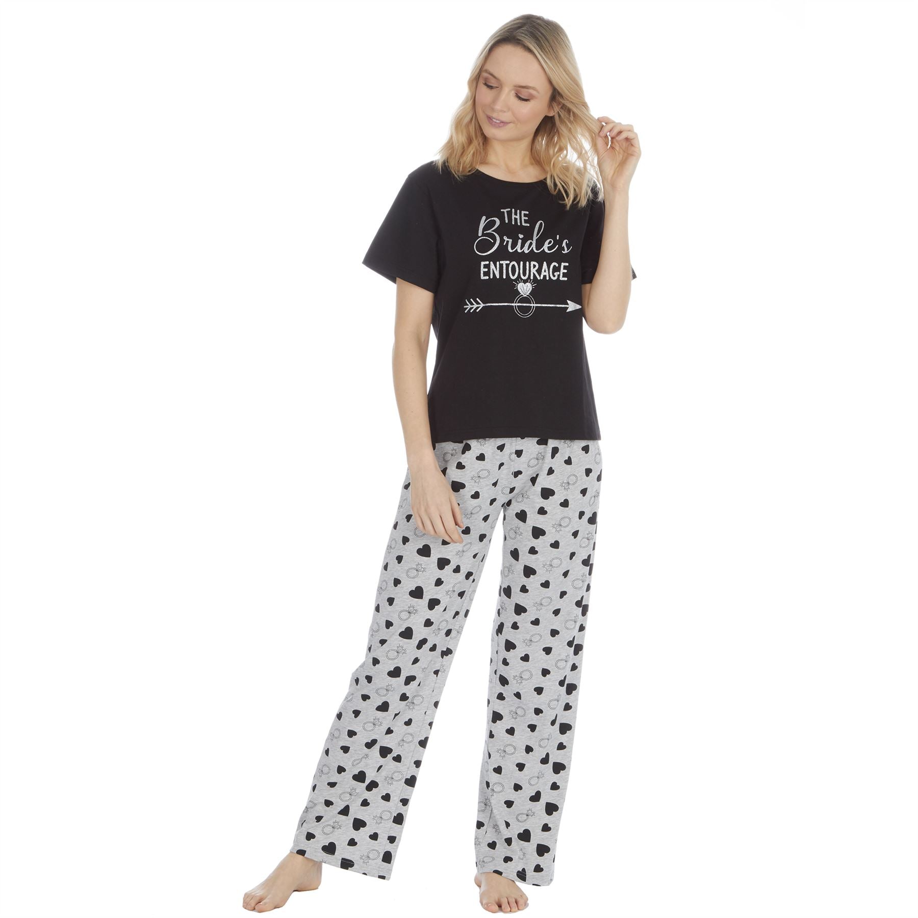 Forever Dreaming Womens 'The Bride's Entourage' Jersey Pyjamas - Black Forever Dreaming