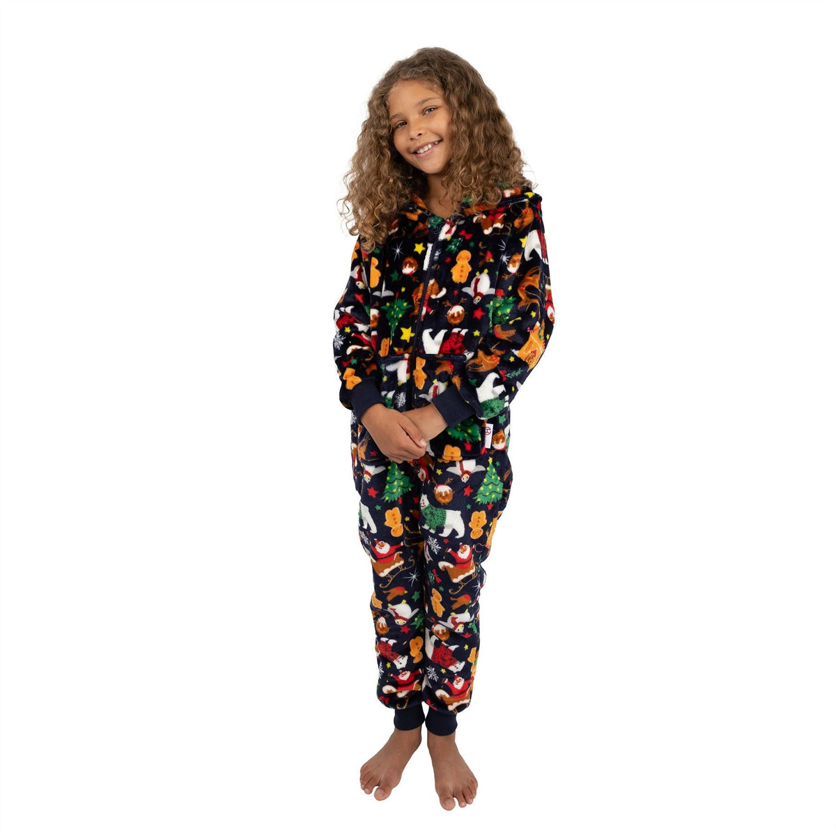 Huggable Hoodie Unisex Kids Christmas Fleece Onesie - Navy Huggable Hoodie