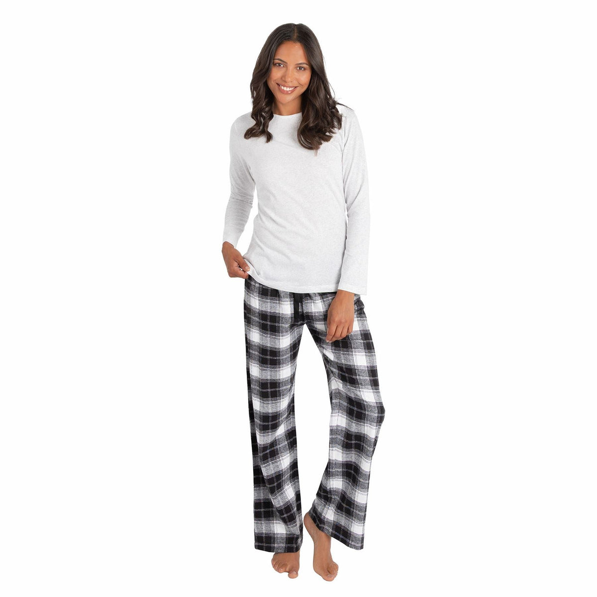 Momentii Womens Jersey/Flannel Pyjama Set - Grey Check Momentii