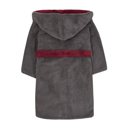 4Kidz Kids Contrast Robe - Charcoal/Burgundy