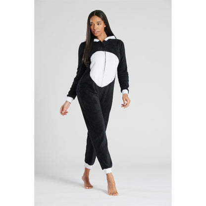 Loungeable Womens Panda Fleece Onesie - Black/White