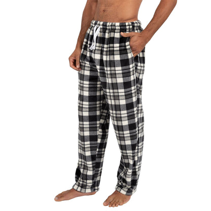 Cargo Bay Mens Check Fleece Lounge Pants - Black Cargo Bay