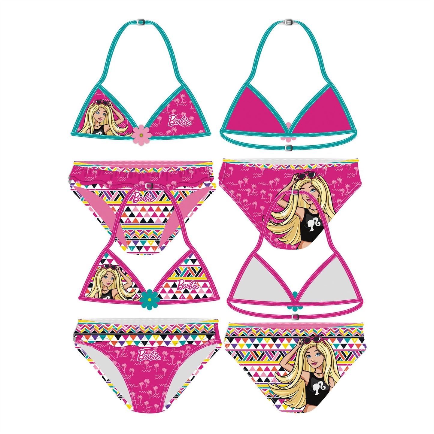 Girls Barbie Geometric Bikini Set - Multi
