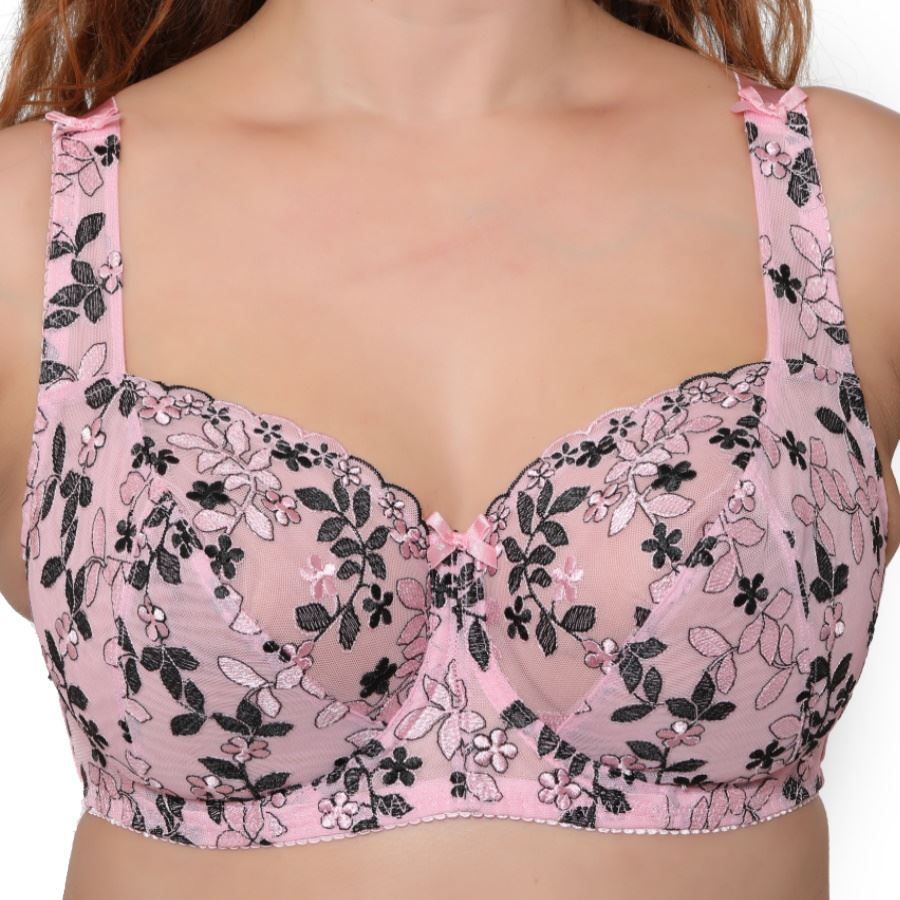 Gemm Full Cup Embroidered Bra - Pink Gemm