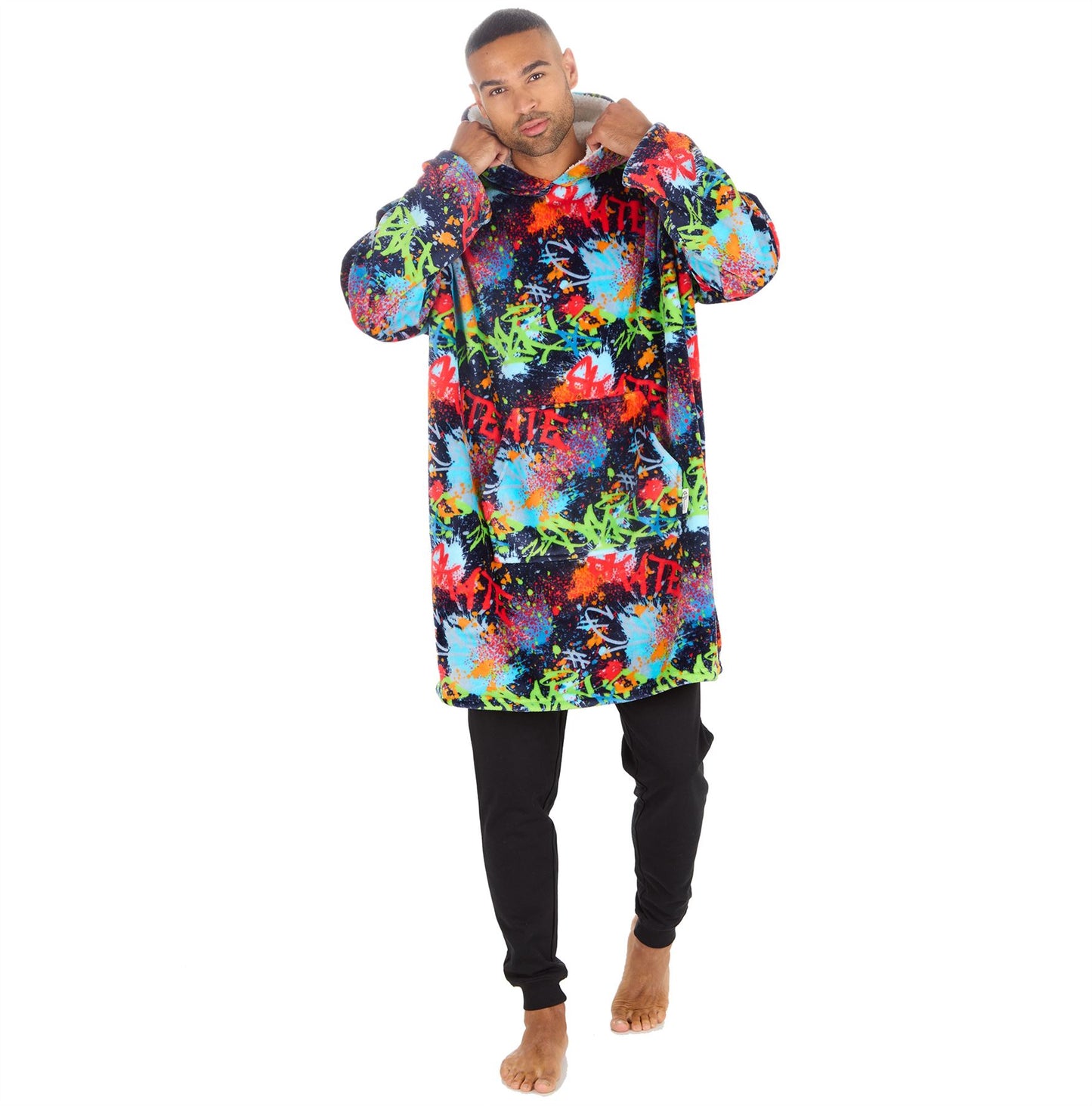 Huggable Hoodie Mens Fleece Oversized Hoodie - Graffiti