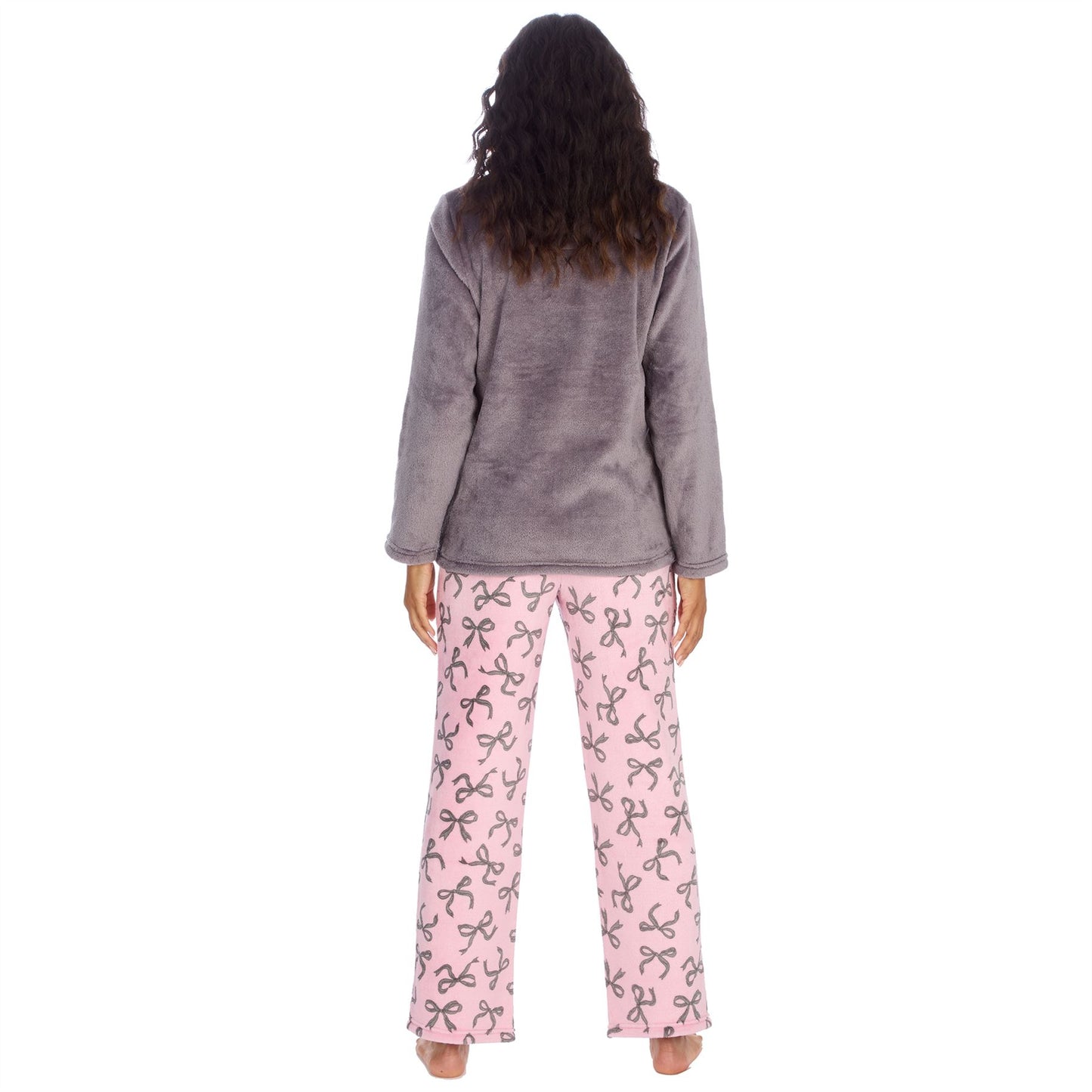 Forever Dreaming Womens Fleece Pyjamas - Pink/Silver Bows