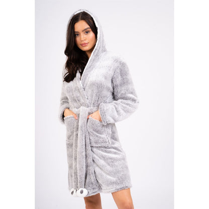 Loungeable Womens Frosted Spot Fleece Hooded Robe