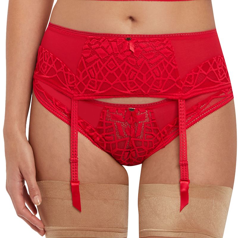 Freya Soiree Lace Suspender Belt - Rouge