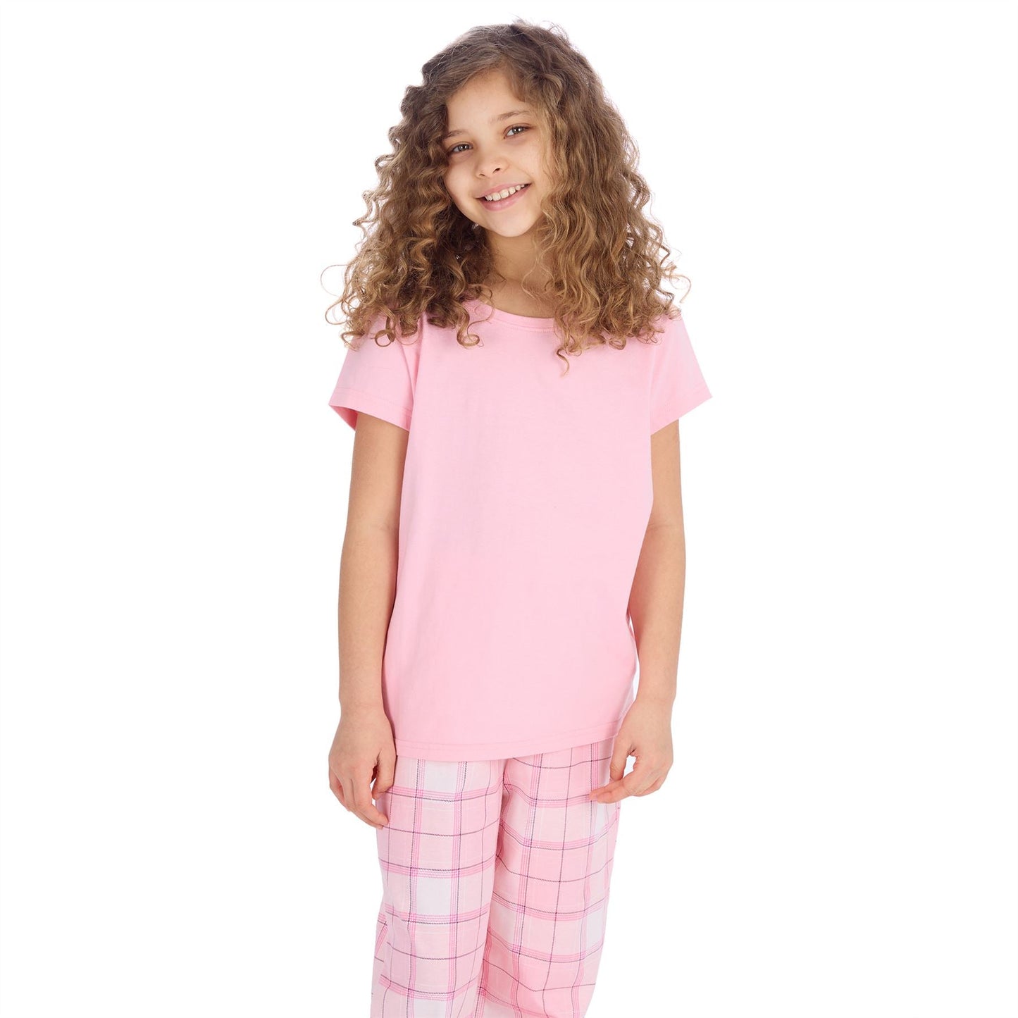 Forever Dreaming Girls T Shirt and Check Pants Pyjamas - Pink Forever Dreaming