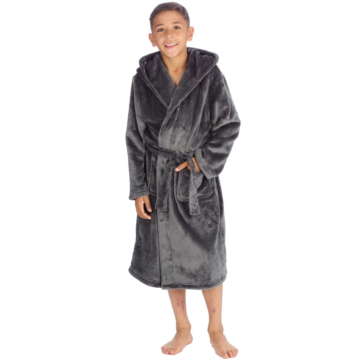 Cargo Bay Boys Plush Fleece Robe - Charcoal Cargo Bay