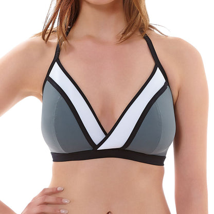 Freya Bondi Soft Triangle Bikini Top - Black/Grey