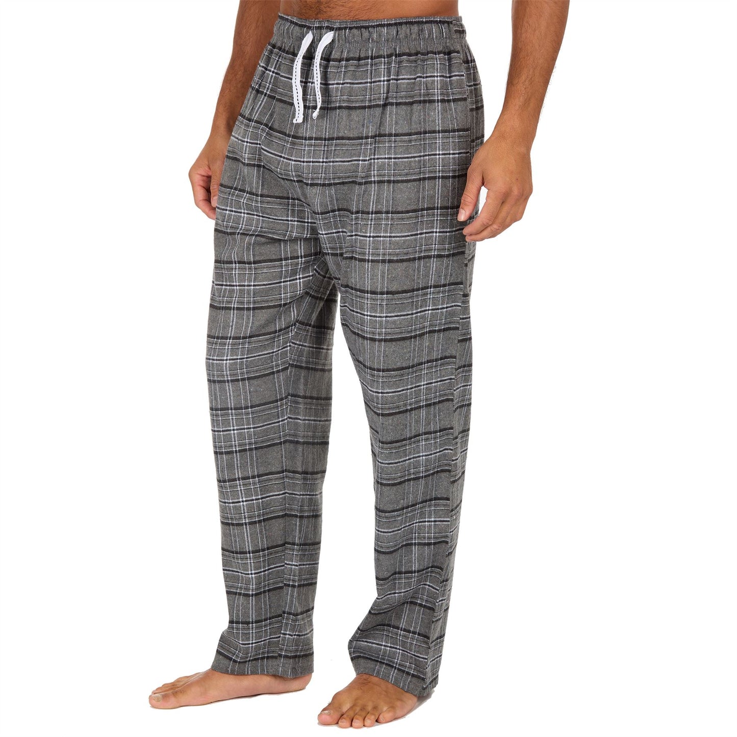 Cargo Bay Mens Check Flannel Lounge Pants - Grey