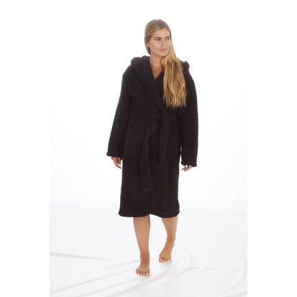 Forever Dreaming Womens Borg Fleece Robe - Black
