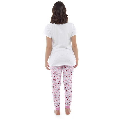 Foxbury Womens I Whaley Love You Pyjama Set - White/Pink