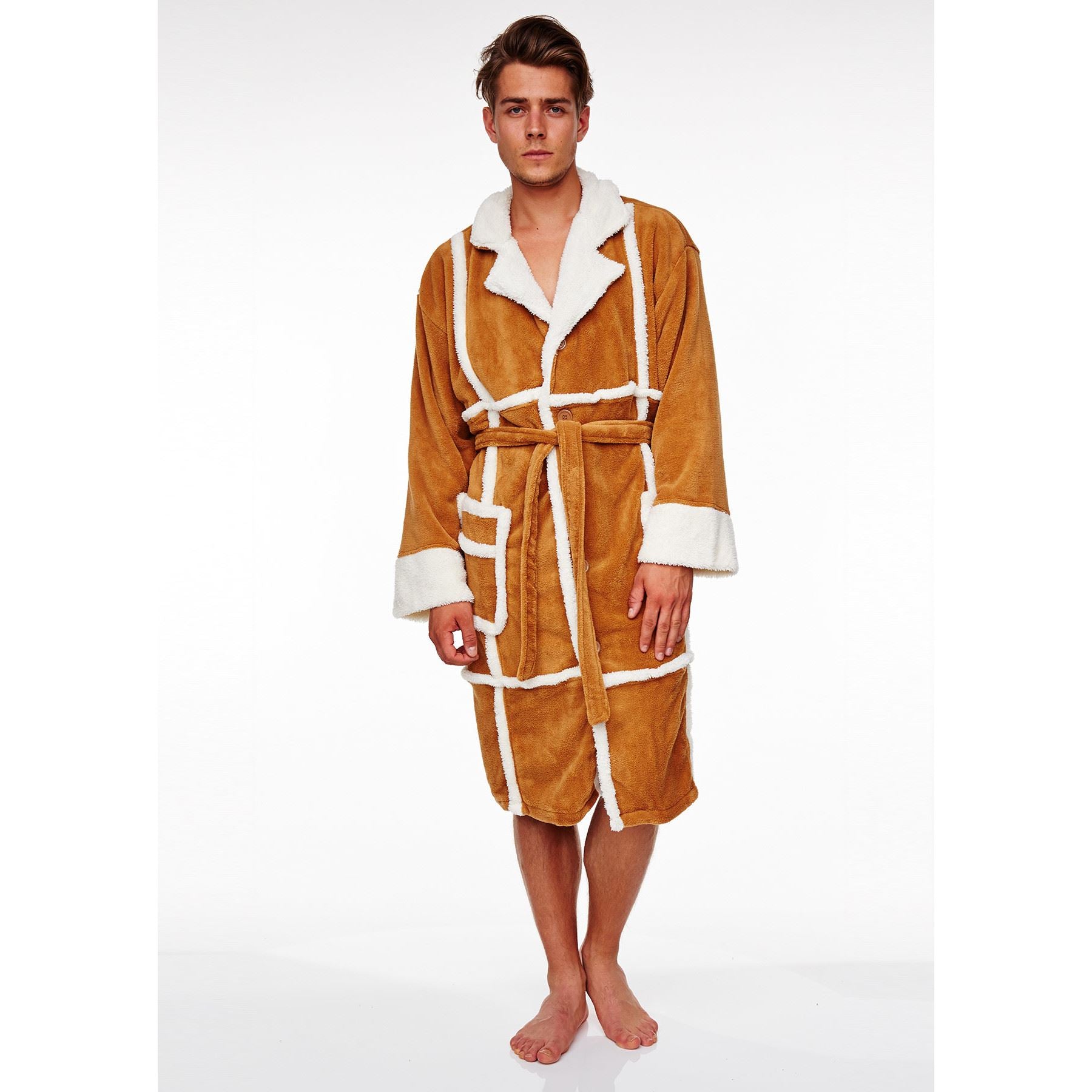 Only Fools and Horses Mens Del Boy Fleece Robe - Brown Only Fools and Horses