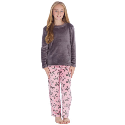 Forever Dreaming Kids Fleece Pyjamas - Pink/Silver Bows
