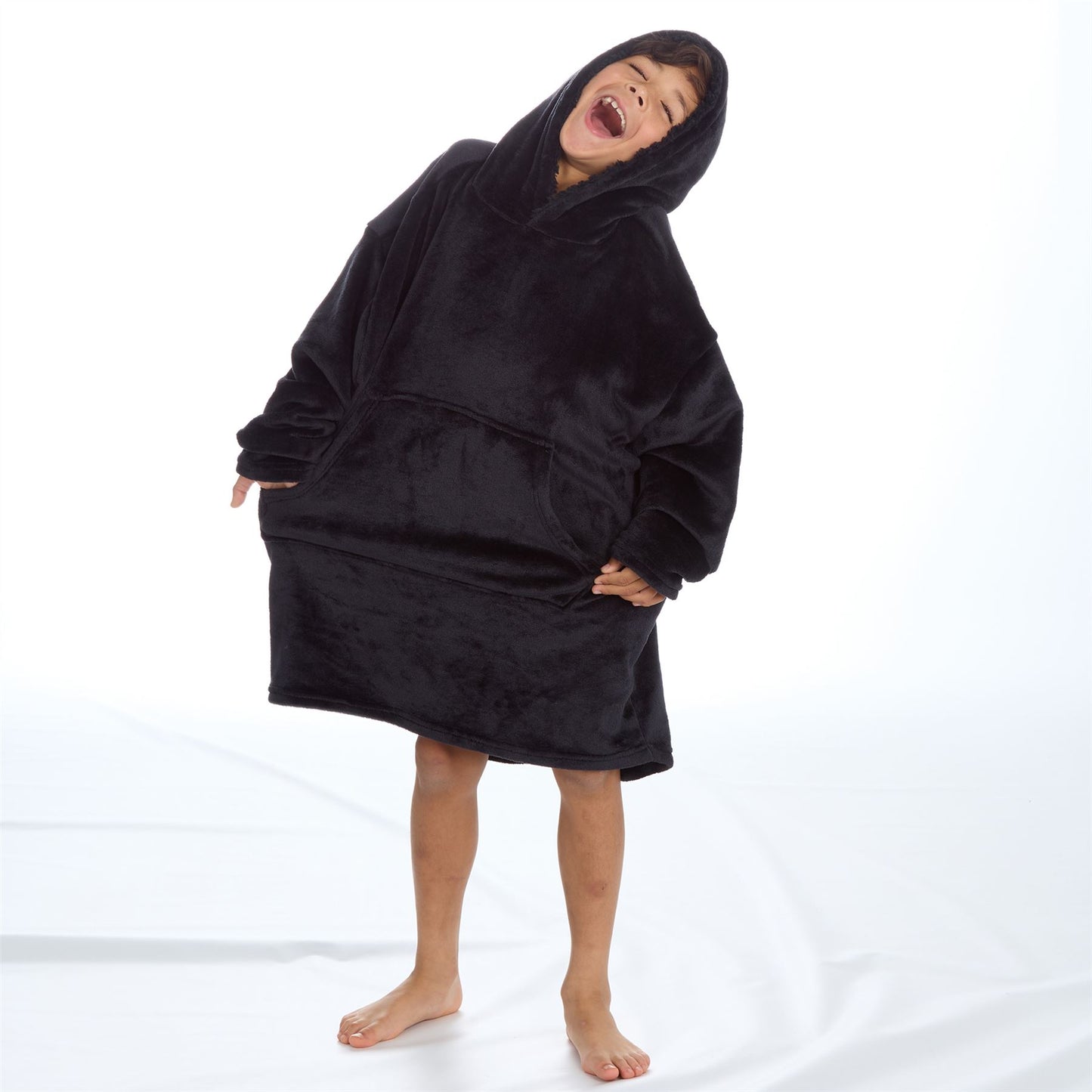 Embargo Kids Plush Fleece Oversized Hoodie - Black